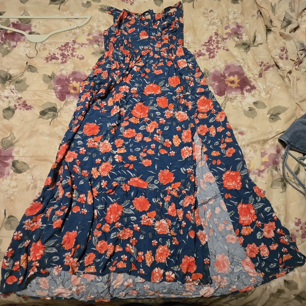 Floral Maxi Dress in Blue and Red